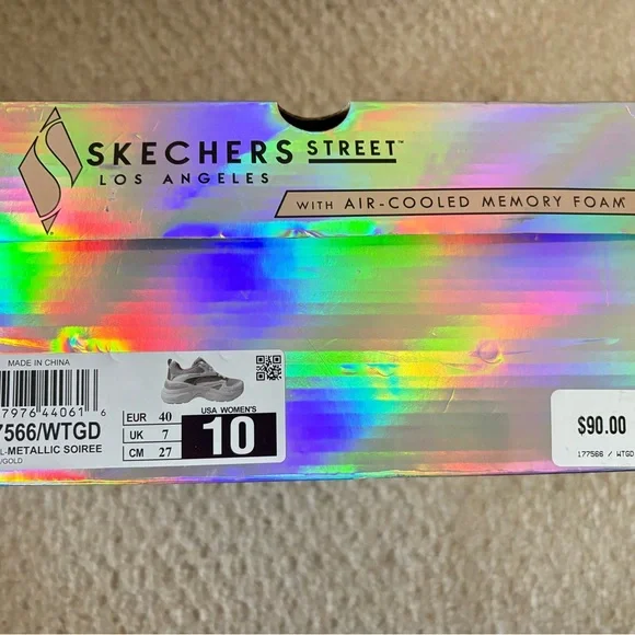 Skechers Street LA Memory Foam White and Gold Athletic Shoes Size 10 NIB - Picture 2 of 6